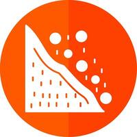 Snowslide Glyph Red Circle Icon vector