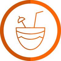 Coconut Line Orange Circle Icon vector