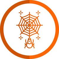 Spiderweb Line Orange Circle Icon vector