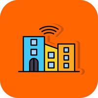 Smart City Filled Orange background Icon vector