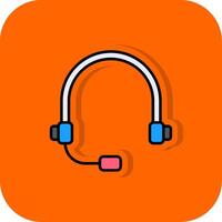 auriculares lleno naranja antecedentes icono vector