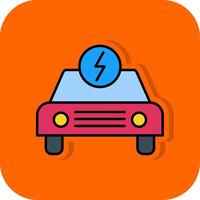 Electric Car Filled Orange background Icon vector