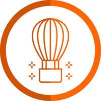 Hot Air Ballon Line Orange Circle Icon vector