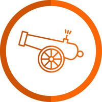 Cannon Line Orange Circle Icon vector