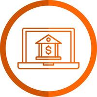 Online Banking Line Orange Circle Icon vector