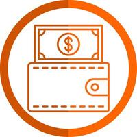 Wallet Line Orange Circle Icon vector