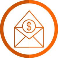 salario correo línea naranja circulo icono vector