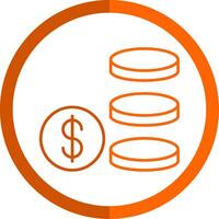 Coin Stack Line Orange Circle Icon vector