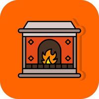 Fireplace Filled Orange background Icon vector