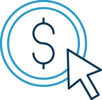 Pay Per Click Line Blue Two Color Icon vector