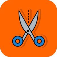 Scissors Filled Orange background Icon vector