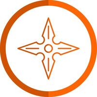 shuriken línea naranja circulo icono vector