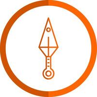 kunai línea naranja circulo icono vector