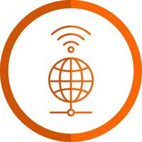 Global Line Orange Circle Icon vector