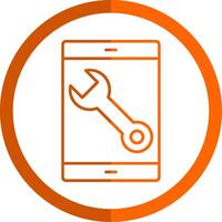 Mobilephone Support Line Orange Circle Icon vector