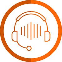 Listen Line Orange Circle Icon vector