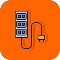 Extension Cord Filled Orange background Icon vector