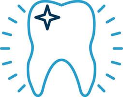 Tooth Line Blue Two Color Icon vector