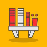 Book Shelf Filled Shadow Icon vector