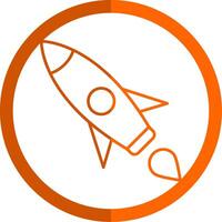 Rocket Line Orange Circle Icon vector