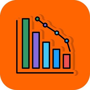 Decrease Filled Orange background Icon vector