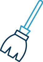 Broom Line Blue Two Color Icon vector