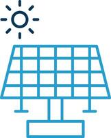 solar panel línea azul dos color icono vector