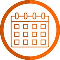 calendario línea naranja circulo icono vector