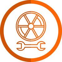 Tire Line Orange Circle Icon vector