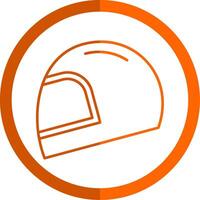 casco línea naranja circulo icono vector