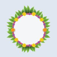 flower and leaf photo frame vector