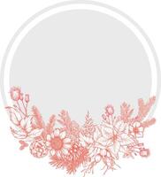 Pink flower and leaf photo frame vector