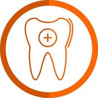 diente línea naranja circulo icono vector