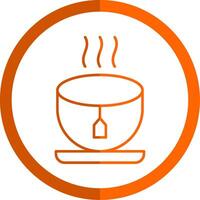 té línea naranja circulo icono vector