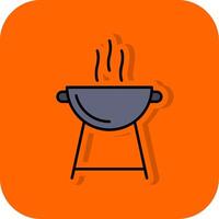 Grill Filled Orange background Icon vector