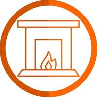 Fireplace Line Orange Circle Icon vector