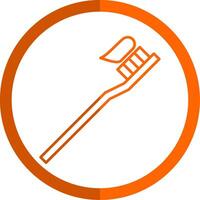 Toothbrush Line Orange Circle Icon vector