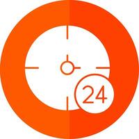 24 horas glifo rojo circulo icono vector