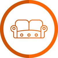 Sofa Line Orange Circle Icon vector