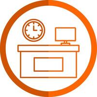 Workplace Line Orange Circle Icon vector