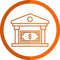 banco línea naranja circulo icono vector