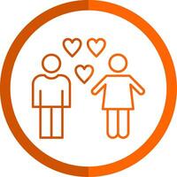 Relation Line Orange Circle Icon vector