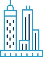 Skyscrapers Line Blue Two Color Icon vector