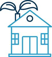 Eco House Line Blue Two Color Icon vector