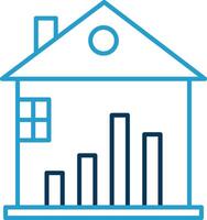 Real Estate Stats Line Blue Two Color Icon vector