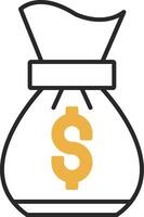 Money bag Skined Filled Icon vector