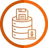 Save Data Line Orange Circle Icon vector