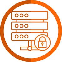 Locked Data Line Orange Circle Icon vector