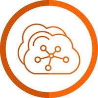 Cloud Line Orange Circle Icon vector