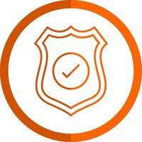 Sheild Line Orange Circle Icon vector